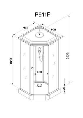 Кабина P911F душевая PARLY 
 90х90х215 см фото в интернет-магазине Русалия