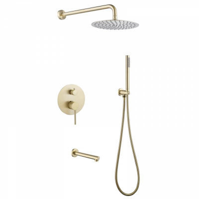 Душевая система ABBER Emotion AF8817G скрытого монтажа с изливом, золото матовое фото в интернет-магазине Русалия