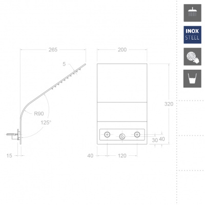 Излив душевой потолочный из нержавеющей сталиь HIDROTERAPIA RIKS Ramon Soler фото в интернет-магазине Русалия