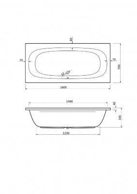 Акриловая ванна CEZARES PIAVE-160-70-42-W37 фото в интернет-магазине Русалия