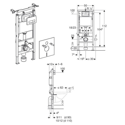 Инсталляция для подвесного унитаза 4 в 1 Geberit Duofix 458.128.21.1 фото в интернет-магазине Русалия