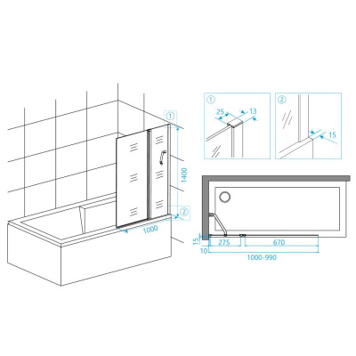Шторка на ванну RGW SC-11B, стекло прозрачное, профиль черный фото в интернет-магазине Русалия