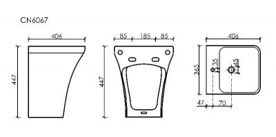 Раковина моноблок подвесная DION CN6067 Ceramica Nova фото в интернет-магазине Русалия