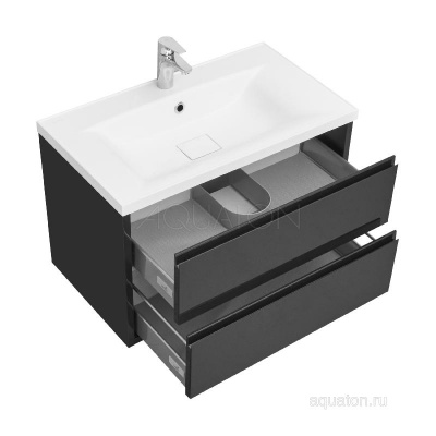 Тумба под раковину AQUATON Римини 80 черный глянец 1A226701RN950 NEW фото в интернет-магазине Русалия