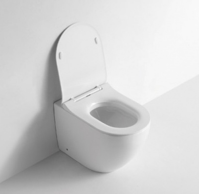 Унитаз приставной безободковый с сиденьем микролифт 3176 Ceramalux фото в интернет-магазине Русалия