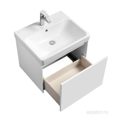 Тумба под раковину AQUATON Асти 55 белый глянец, белый матовый 1A263101AX2B0 фото в интернет-магазине Русалия