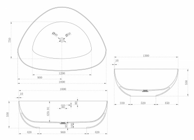 Ванна из искусственного камня ABBER Stein AS9608 белая матовая 180х130х55 см фото в интернет-магазине Русалия