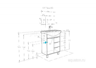 Тумба под раковину AQUATON Рико 65 белый, ясень фабрик 1A213301RIB90 фото в интернет-магазине Русалия