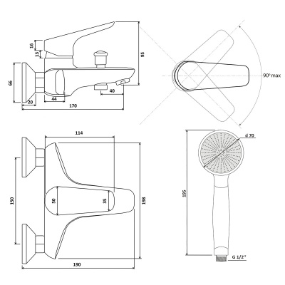 Смеситель Славен  для ванны Коттедж Г (СЛ-ОД-Г30) фото в интернет-магазине Русалия