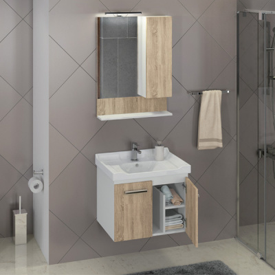 COMFORTY. Зеркало-шкаф "Рига-60" дуб сонома фото в интернет-магазине Русалия