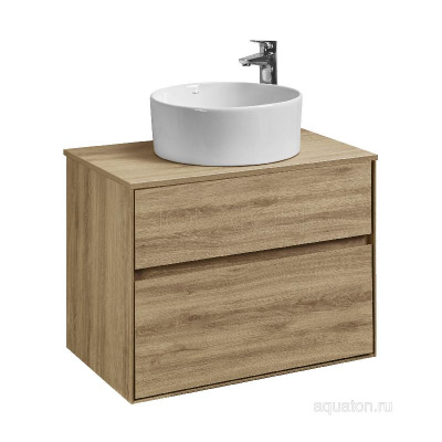 Тумба под раковину AQUATON Либерти 75 2 ящика, дуб эльвезия 1A279501LYC70 фото в интернет-магазине Русалия