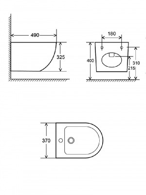 AQM2102 Биде подвесное с отв под смеситель, с переливом 495x370x325мм AQUAme фото в интернет-магазине Русалия