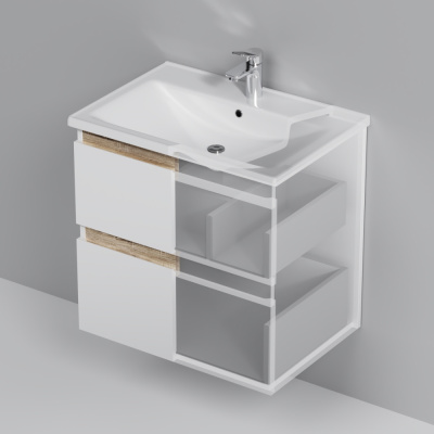 M85AFHX0652WG X-Joy, База под раковину, подвесная, 65 см, 2 ящика, белый глянец Am.Pm фото в интернет-магазине Русалия