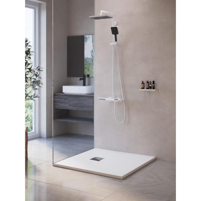 Каменный душевой поддон квадратный RGW ST-W Белый  800x800 фото в интернет-магазине Русалия