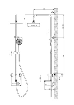 Душевая система со смесителем ESKO Sochi (SC260CRGold) фото в интернет-магазине Русалия