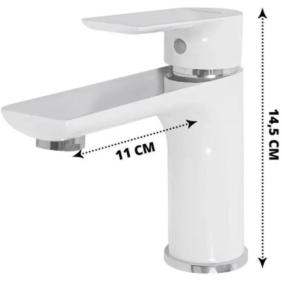 Смеситель для раковины Hansberge H1099W, белый/хром фото в интернет-магазине Русалия
