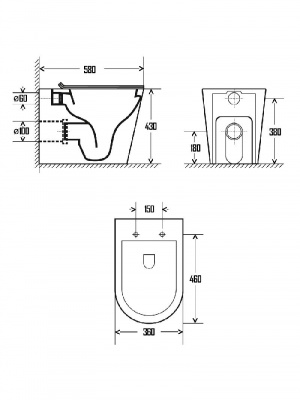 AQM3001 Унитаз напольный приставной сиденьем SoftClose, технология смыва Rimless. 580x370x430 AQUAme фото в интернет-магазине Русалия