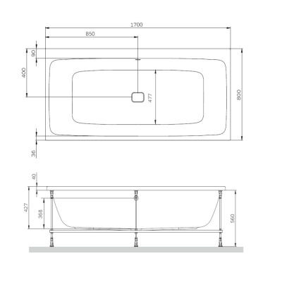 W84A-170-080W-A Func Ванна акриловая 170х80 Am.Pm фото в интернет-магазине Русалия