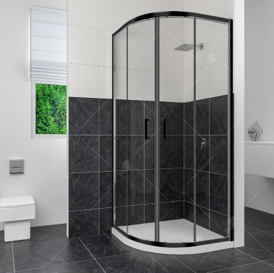 Душевой уголок 80х80 полукруг CL-54-B черный профиль RGW фото в интернет-магазине Русалия
