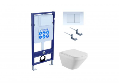 Set AQUATEK ЛИРА (рама AQUATEK Standard INS-0000012 с звукоиз.прокладкой+крепеж KKI-0000002+кнопкаKDI-0000009+унитаз ЛИРА AQ1155-00 с крышкой-сиденьем soft-close) фото в интернет-магазине Русалия