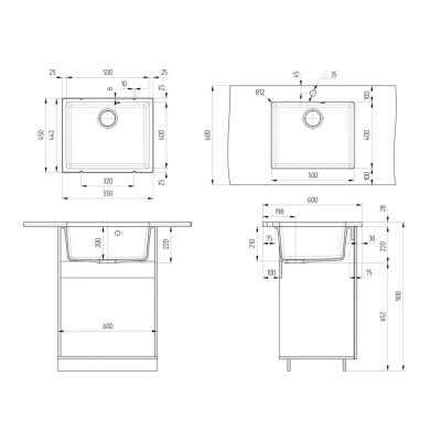 Кухонная мойка Ulgran Quartz Under 500-10, песок фото в интернет-магазине Русалия