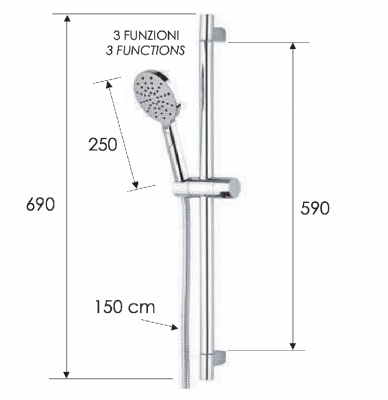 Душевая стойка с ручным душем и шлангом Remer 315R318MP фото в интернет-магазине Русалия