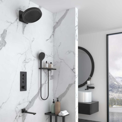 Душевой комплект VSFW-433TI3RMB встраиваемый, термостатический, трехрежимный, черный Vincea фото в интернет-магазине Русалия