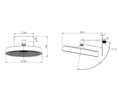 Верхний душ WONZON & WOGHAND, Темный графит (WW-HS099-BGG) фото в интернет-магазине Русалия