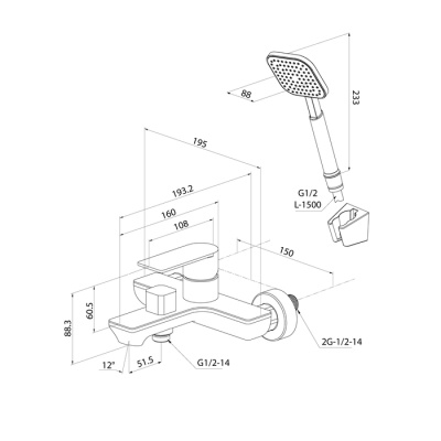 Смеситель для ванны Milardo Maze сатин (MAZBN00M02) фото в интернет-магазине Русалия