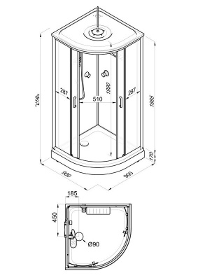 Душевая кабина Прайм-Сатин М3 90*90А (3 места) Щ0000071581 Тритон фото в интернет-магазине Русалия