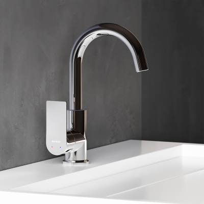 470220000 Apollo Смеситель для умывальника с поворотным изливов, хром Damixa фото в интернет-магазине Русалия