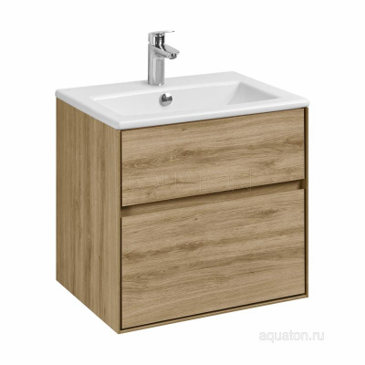 Тумба под раковину AQUATON Либерти 60 2 ящика, дуб эльвезия 1A279401LYC70 фото в интернет-магазине Русалия