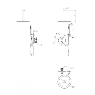 Душевая система встраиваемая (без излива) Grocenberg GB5099CR-4, хром фото в интернет-магазине Русалия