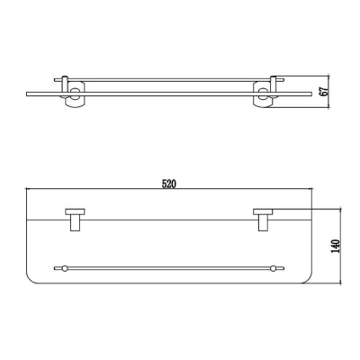 Полка стеклянная Savol S-009991, хром фото в интернет-магазине Русалия