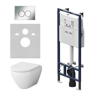 IS100151.701700 Инсталляция MasterFit с клав L глянц хром с подвес унит Spirit V2.0 FlashClean с сид м/лиф Am.Pm фото в интернет-магазине Русалия