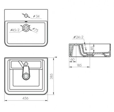 Раковина накладная Джой-3 46 см с полкой 641990 MyJoys фото в интернет-магазине Русалия