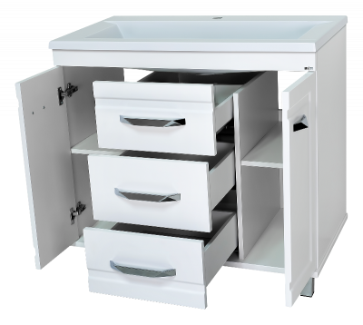 Тумба Терра 90 (белая) с раковиной Эстет Рава 90 Misty фото в интернет-магазине Русалия