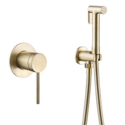 Смеситель ABBER Emotion AF8825G с гигиеническим душем, золото матовое фото в интернет-магазине Русалия