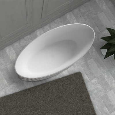 Ванна из искусственного камня ABBER Stein AS9627 белая матовая 180х85х55 см фото в интернет-магазине Русалия