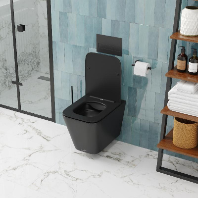 Унитаз MAIELLA Aria MB подвесной безободковый черный матовый, ТЕРМООБЖИГ (не плёнка) CT9163 Ceruttispa (500х350х320) фото в интернет-магазине Русалия