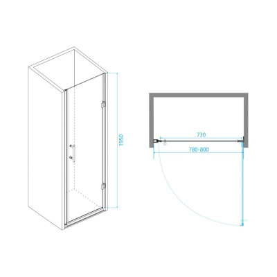 Душевая дверь RGW PA-06B 800, стекло прозрачное, профиль черный фото в интернет-магазине Русалия
