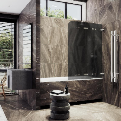 Шторка для ванны складная 4 секции 1400*980 Стекло 6 мм Графит матовый MGV-589-4 MaybahGlass фото в интернет-магазине Русалия