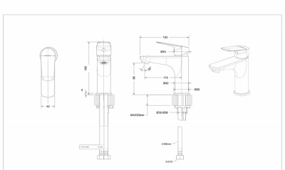 Смеситель для умывальника Rhein Black F1429564BW-9-ENG черный МАТОВЫЙ Bravat фото в интернет-магазине Русалия