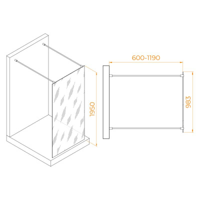 Душевая перегородка RGW WA-016 1000, стекло прозрачное, профиль хром фото в интернет-магазине Русалия