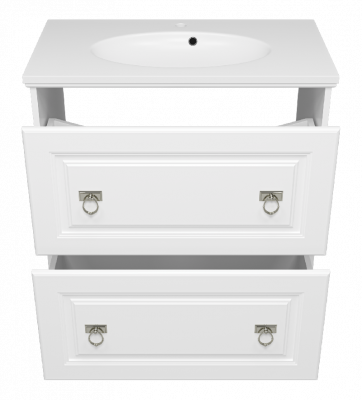 Тумба Версаль 80 (белая) с раковиной Эстет Вегас 80 Misty фото в интернет-магазине Русалия