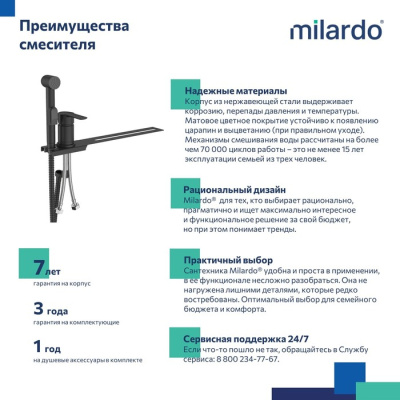 Гигиенический душ Milardo с установкой на унитаз, черный матовый, Tidy (001BL00M08) фото в интернет-магазине Русалия