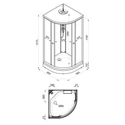 Душевая кабина Ультра 90*90 А (7 мест+сифон D90) Щ0000061843 Тритон фото в интернет-магазине Русалия