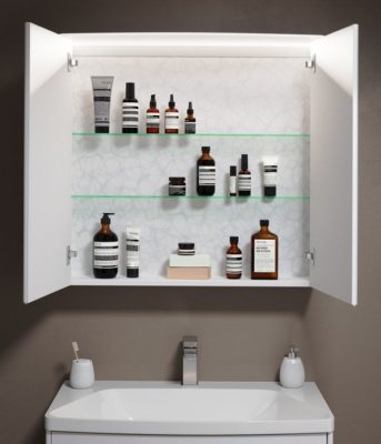 Зеркальный шкаф 80 Neringa белый NER0408 Aqwella фото в интернет-магазине Русалия