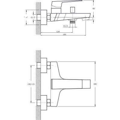 Смеситель для ванны с коротким изливом RUSH Thira (TR3635-44) фото в интернет-магазине Русалия