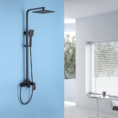 Душевая стойка ABBER Wasserfall AF8616B с изливом, черная матовая фото в интернет-магазине Русалия